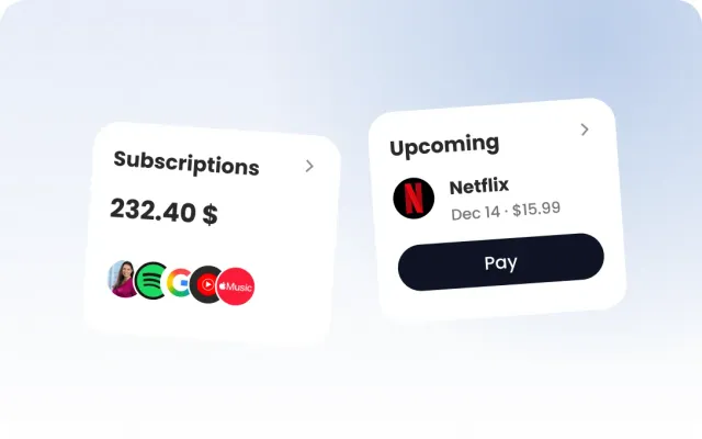 Subscriptions and upcoming payment widgets