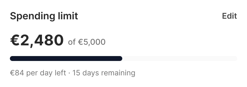 Spending limit widget