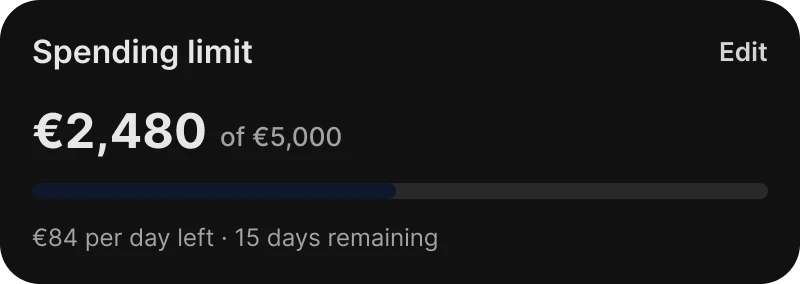 Spending limit widget