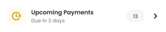 Upcoming payments widget