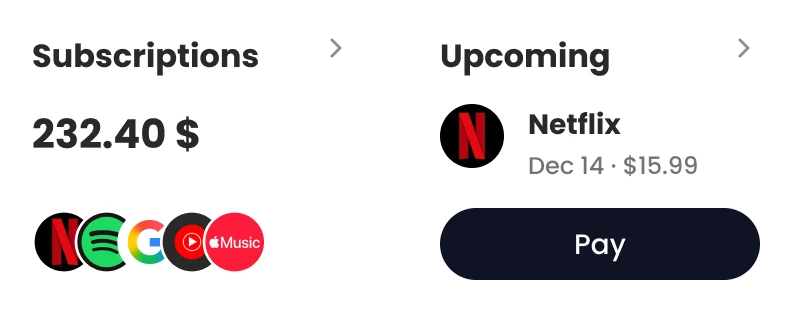Subscriptions and upcoming widgets